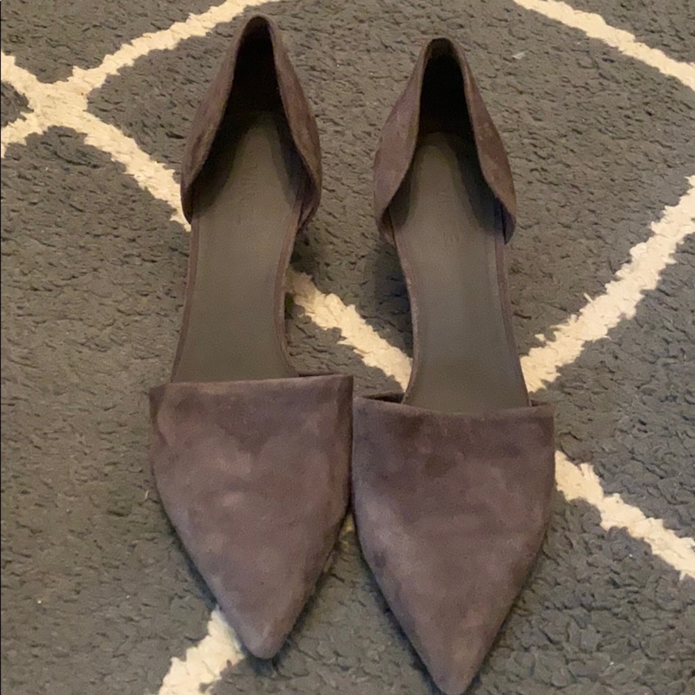 Vince Pointed Toe D'Orsay Flats in Dark Brown Suede